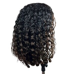 UNICE Natural Black Ombre Chestnut Brown Finger Coil V Part 18 Inch Wig